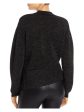 MASON Womens Black Glitter Knot-front Long Sleeve Crew Neck Peplum Top on Sale