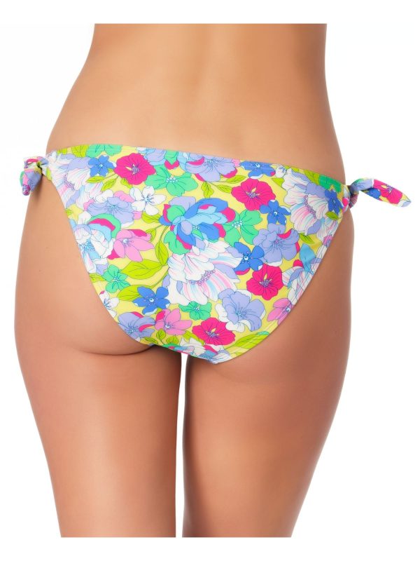 CALIFORNIA WAVES Women s Multi Color Floral Stretch LINED Moderate Coverage Tie Hipster Swimsuit Bottom For Cheap