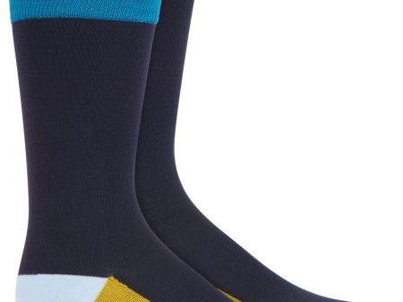 ALFANI Womens Navy Color Block Dress Crew Socks Online now