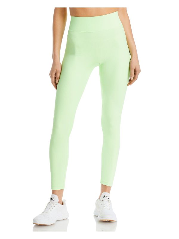 ALL ACCESS Womens Green Ribbed Active Wear High Waist Leggings For Cheap