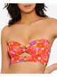 HULA HONEY Women s Orange Floral Stretch Cutout Rings Tie Back Lined Sweetheart Convertible Swimsuit Top Sale