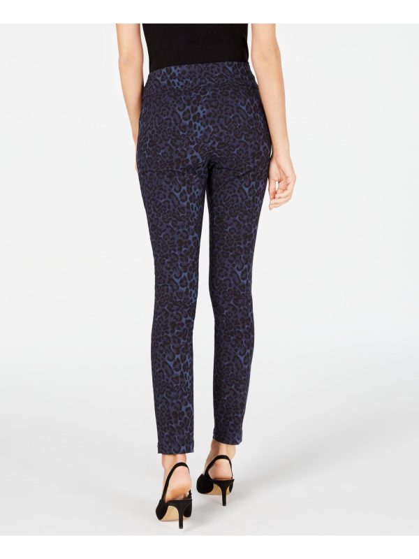 INC Womens Blue Animal Print Skinny Leggings For Discount