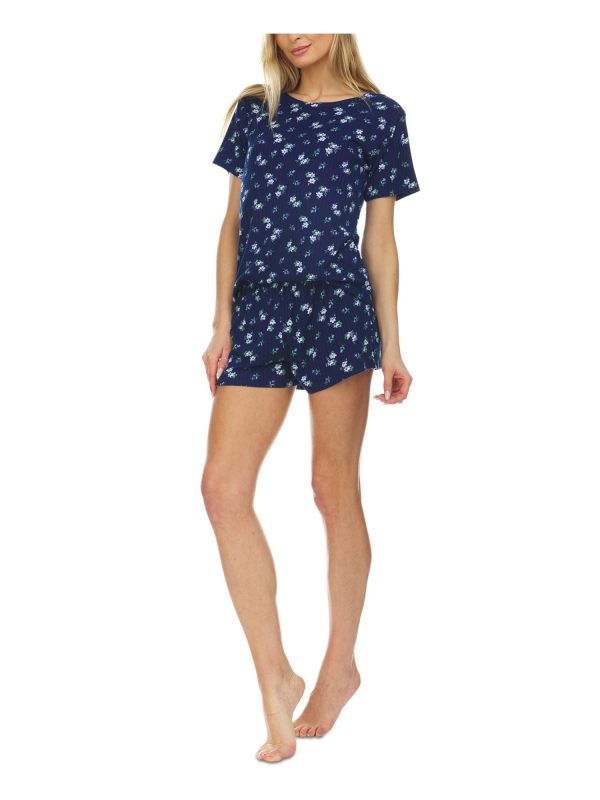 FLORA Navy By Flora Niktooz Floral Short Sleeve Everyday Pajamas Online Sale