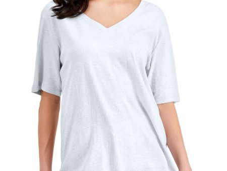 STYLE & COMPANY Womens White Short Sleeve V Neck T-Shirt Online