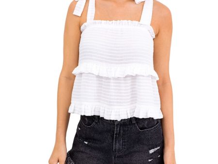 LE LIS Womens Ruffled Sleeveless Square Neck Tank Top For Sale