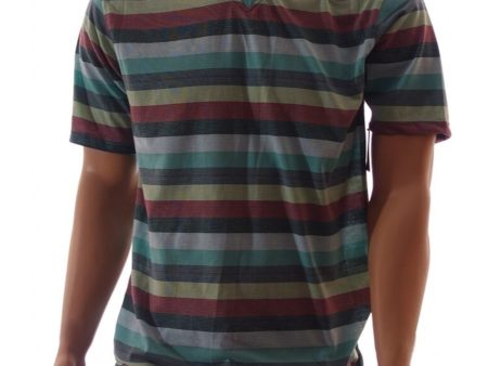 ROADBLOCK Mens Green Striped T-Shirt on Sale