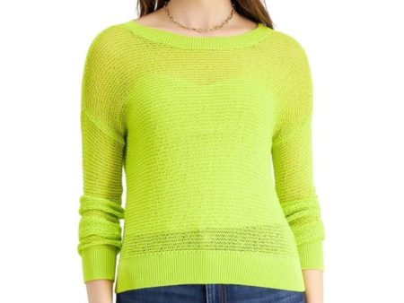 BAR III Womens Yellow Long Sleeve Scoop Neck Sweater Discount