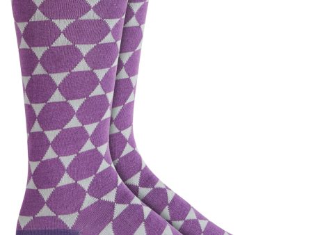 ALFATECH BY ALFANI Mens Purple Rayon Geometric Moisture Wicking Seamless Casual Crew Socks For Sale