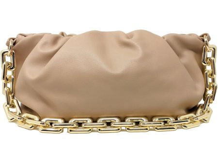 PRIME ORIGINAL Women s Beige Solid Faux Leather Chain Strap Online Sale