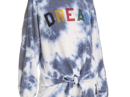 HAVANA Womens White Tie Dye Intimates Sweatshirt Online Hot Sale