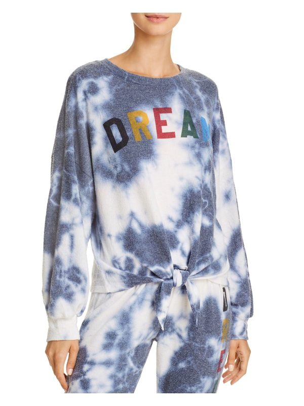 HAVANA Womens White Tie Dye Intimates Sweatshirt Online Hot Sale