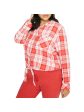 SANCTUARY Womens Red Pocketed Tie Front Plaid Cuffed Sleeve Collared Button Up Top For Cheap