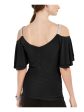 MSK Womens Embellished Flutter Sleeve V Neck Evening Top Online