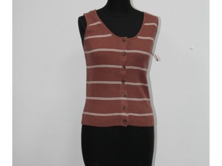 Freshman Womens Pink Button-up Striped Sleeveless Scoop Neck Tank Top Online now