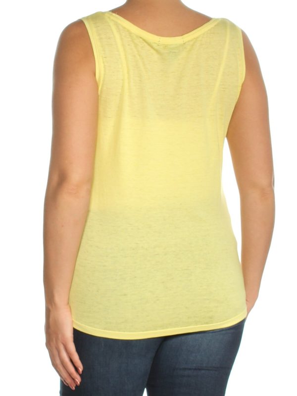 INC Womens Yellow Sleeveless Scoop Neck Top Discount