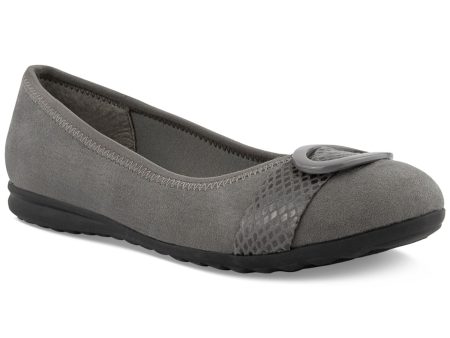 KAREN SCOTT Womens Gray Vamp Strap With Ring Hardware Padded Tashelle Round Toe Slip On Ballet Flats M on Sale