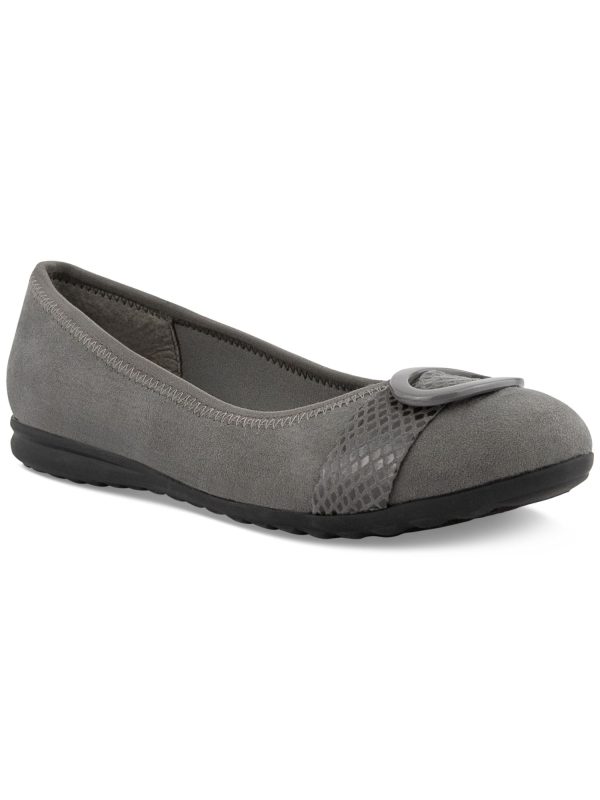 KAREN SCOTT Womens Gray Vamp Strap With Ring Hardware Padded Tashelle Round Toe Slip On Ballet Flats M on Sale