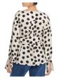 mother of pearl Womens White Belted Polka Dot Long Sleeve V Neck Faux Wrap Top For Cheap