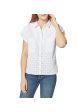 JOIE Womens Pocketed Geometric Cap Sleeve Collared Wear To Work Button Up Top Online Sale