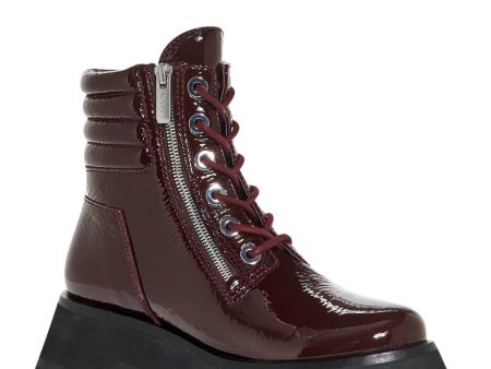 3.1 PHILLIP LIM Womens Burgundy 1-1 2  Platform Lace Treaded Kate Round Toe Leather Combat Boots Sale