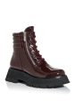 3.1 PHILLIP LIM Womens Burgundy 1-1 2  Platform Lace Treaded Kate Round Toe Leather Combat Boots Sale