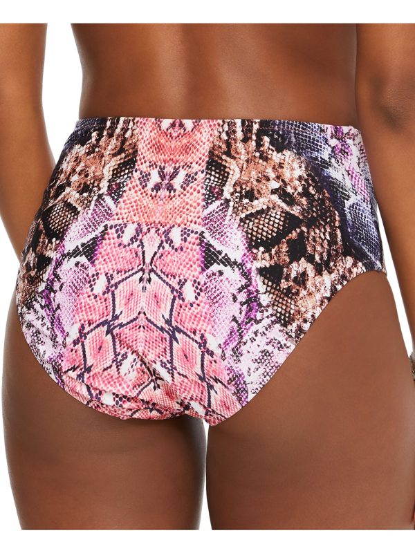 BAR III Women s Pink Animal Print Stretch Lined Full Coverage Mixed Messages High Waisted Swimsuit Bottom Cheap