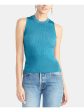 RACHEL ROY Womens Blue Sleeveless Jewel Neck Tank Top Online now