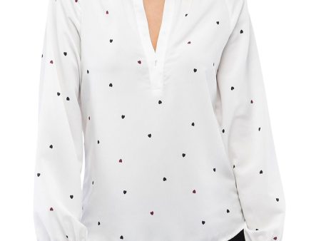 COLLECTION BY BOBEAU Womens White Split Blouse Hot on Sale