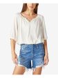 LUCKY BRAND Womens Ivory Elbow Sleeve Split Peasant Top For Cheap