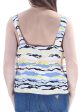 KENSIE Womens Blue Adjustable Strap Striped Sleeveless Square Neck Top For Cheap