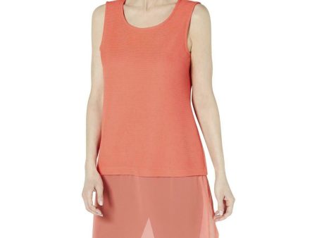 ALFANI Womens Coral Layered-look Sleeveless Scoop Neck Party Tunic Top Online now