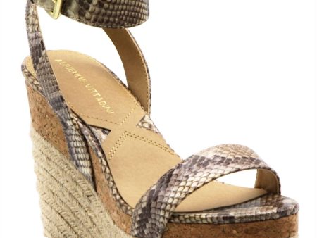 ADRIENNE VITTADINI Womens Beige Snake Skin Adjustable Wove Jute Padded Comfort Ankle Strap Stretch Cari Round Toe Buckle Dress Espadrille Shoes M Online Sale