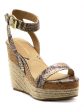 ADRIENNE VITTADINI Womens Beige Snake Skin Adjustable Wove Jute Padded Comfort Ankle Strap Stretch Cari Round Toe Buckle Dress Espadrille Shoes M Online Sale