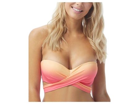 COCO REEF Women s Pink Ombre Stretch Bra-Sized Tie Adjustable Fixed Cups Bandeau Swimsuit Top Sale