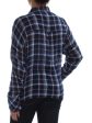 SANCTUARY Womens Navy Plaid Mod Boyfriend Cuffed Collared Top For Sale