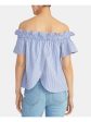 RACHEL ROY Womens Striped Short Sleeve Off Shoulder Peasant Top Online Hot Sale