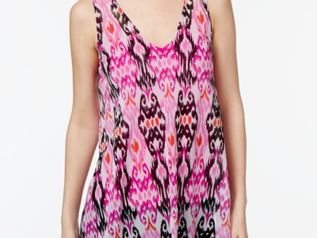 INC Womens Purple Printed Sleeveless V Neck Top Fashion