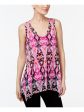 INC Womens Purple Printed Sleeveless V Neck Top Fashion