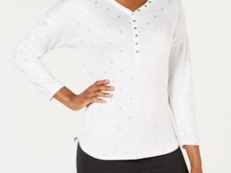 ANDE Womens Gray Polka Dot Long Sleeve With buttons Top Cheap