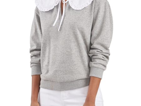 RILEY&RAE Womens Ruffled Heather Long Sleeve Split Top Hot on Sale