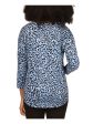 MICHAEL MICHAEL KORS Womens Blue Animal Print 3 4 Sleeve Scoop Neck T-Shirt Online