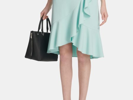 CALVIN KLEIN Womens Tulip Hem Above The Knee Wear To Work Ruffled Skirt on Sale