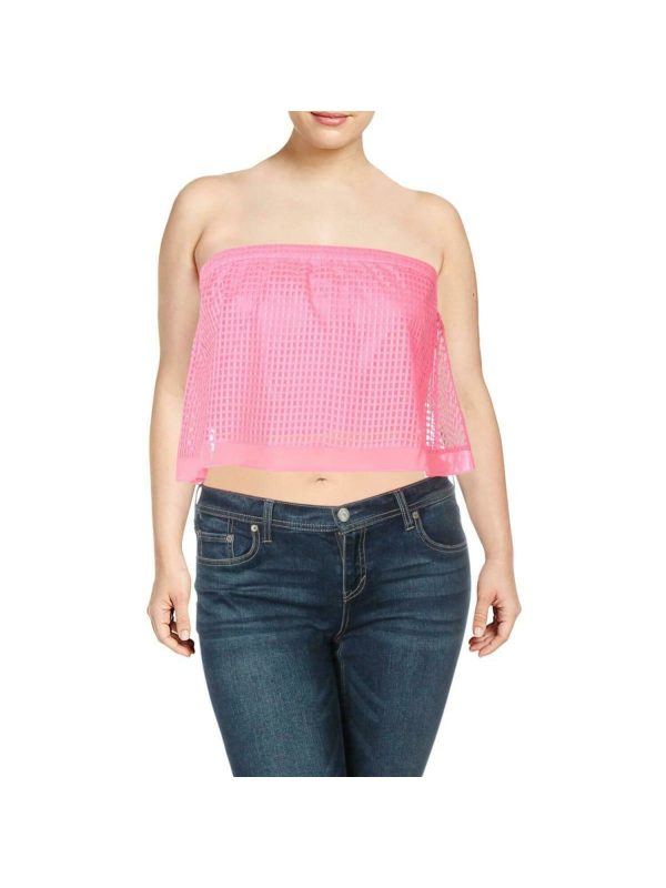 RACHEL ROY Womens Pink Sleeveless Strapless Crop Top Fashion