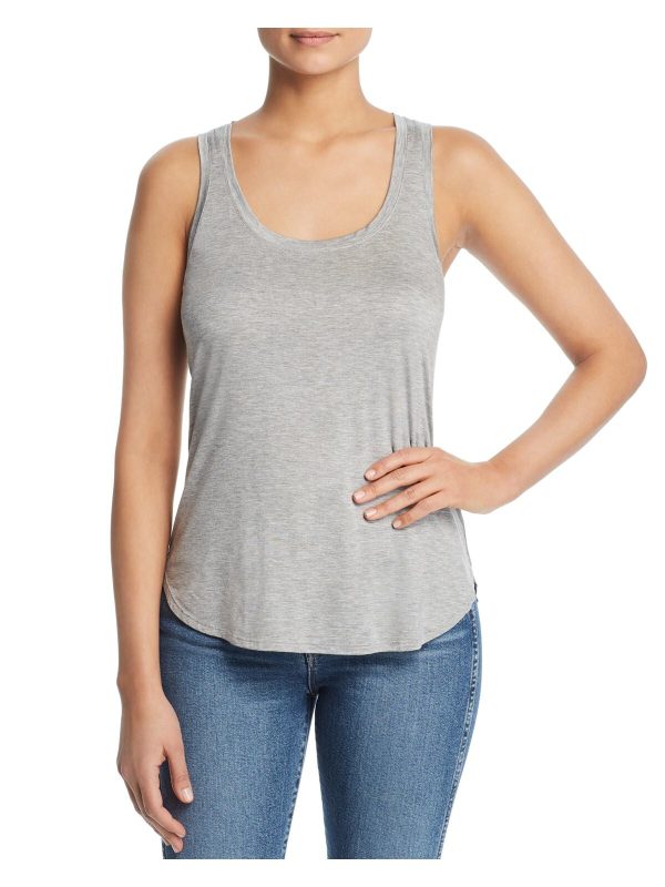 THREE DOTS Womens Gray Heather Sleeveless Scoop Neck Tank Top Fashion