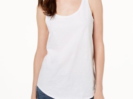 EILEEN FISHER Womens White Sleeveless Scoop Neck Top Online now