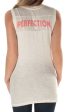 JUNK FOOD Womens Ivory Melon Sleeveless Jewel Neck Top Sale