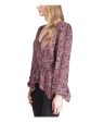 MICHAEL MICHAEL KORS Womens Maroon Paisley Long Sleeve Surplice Neckline Wear To Work Faux Wrap Top Fashion