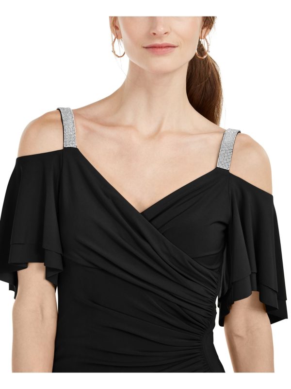 MSK Womens Embellished Flutter Sleeve V Neck Evening Top Online