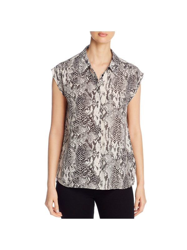 MARLED REUNITED CLOTHING Womens Animal Print Cap Sleeve Hi-Lo Top Sale