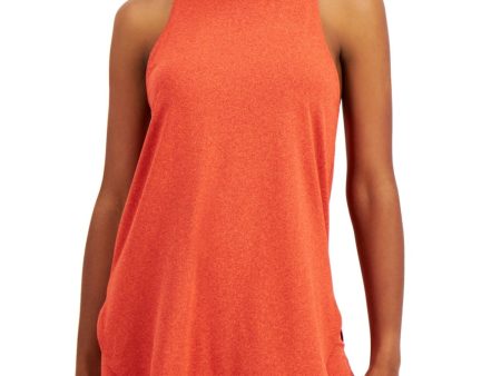 IDEOLOGY Womens Red Stretch Moisture Wicking Upf50 Flat Seems Heather Sleeveless Crew Neck Top For Sale